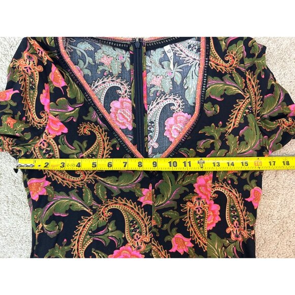 Spell Women's XXS Etienne Playdress Noir V-Neck Floral Paisley Bohemian - Picture 7 of 12
